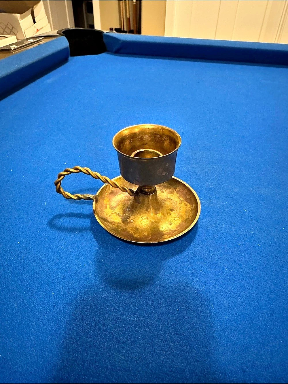 Solid Brass Chamberstick Candle Holder Gold